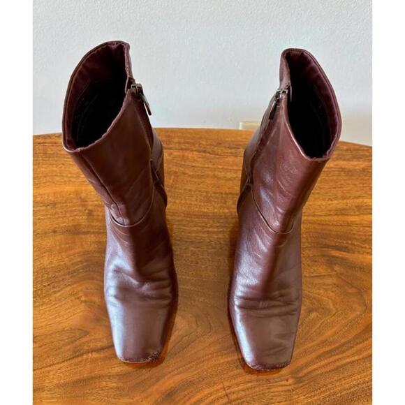 Chic Brown Franco Sarto Leather Ankle Boots with High Heels - Picture 5 of 9